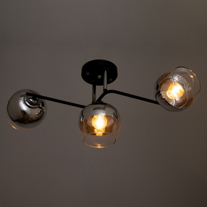 Люстра Люстра "Джина" 3хЕ27 40Вт чёрно-хромовый 55х42х27 см BayerLux