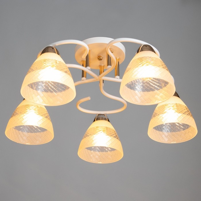 Люстра Люстра "Линда" 5х60Вт Е27 Белый, золото 55х55х23см