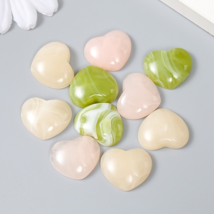 Декор для творчества пластик Декор для творчества пластик "Каменные сердечки" набор 10 шт МИКС 2х1,7х0,6 см