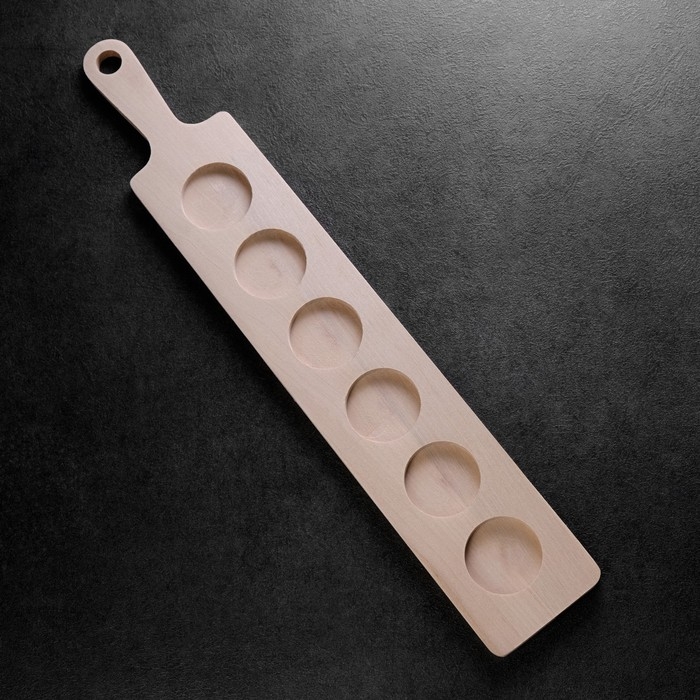 Доска для подачи с ручкой, 6 шотов, 41х7х0,8 см, d=4 см, береза Доска для подачи с ручкой, 6 шотов, 41х7х0,8 см, d=4 см, береза