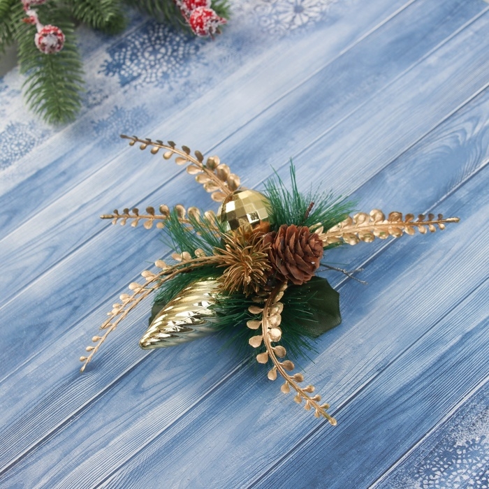 Украшение ёлочное Украшение ёлочное "Композиция на бантике" (набор 2 шт ) сосулька, 11х11 см