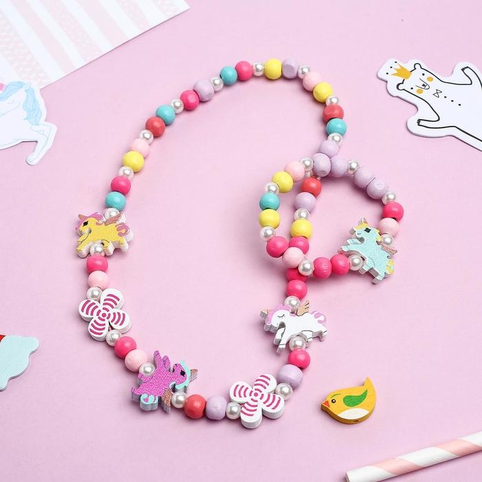 Набор детский «Выбражулька» 2 предмета: бусы, браслет, единорог, цвет МИКС Набор детский «Выбражулька» 2 предмета: бусы, браслет, единорог, цвет МИКС