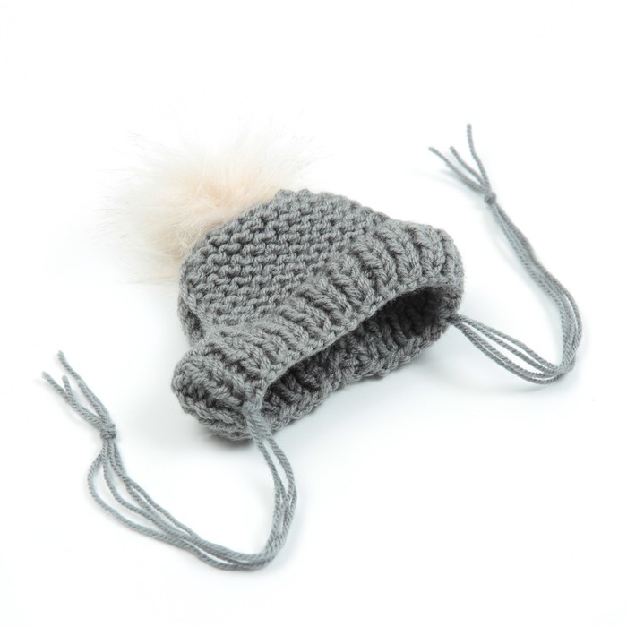 Шапка вязаная для собак, с помпоном, XS-S (объем головы 22 см, высота 7,5 см), микс Шапка вязаная для собак, с помпоном, XS-S (объем головы 22 см, высота 7,5 см), микс