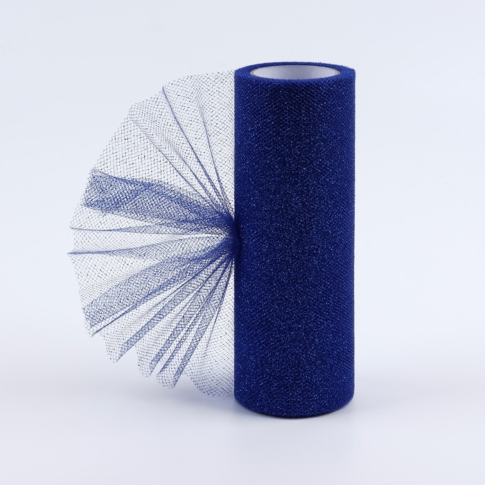 Фатин с глиттером, 15 см, 11 ± 1 г/кв.м, 9 ± 0,5 м, цвет синий №09 Фатин с глиттером, 15 см, 11 ± 1 г/кв.м, 9 ± 0,5 м, цвет синий №09