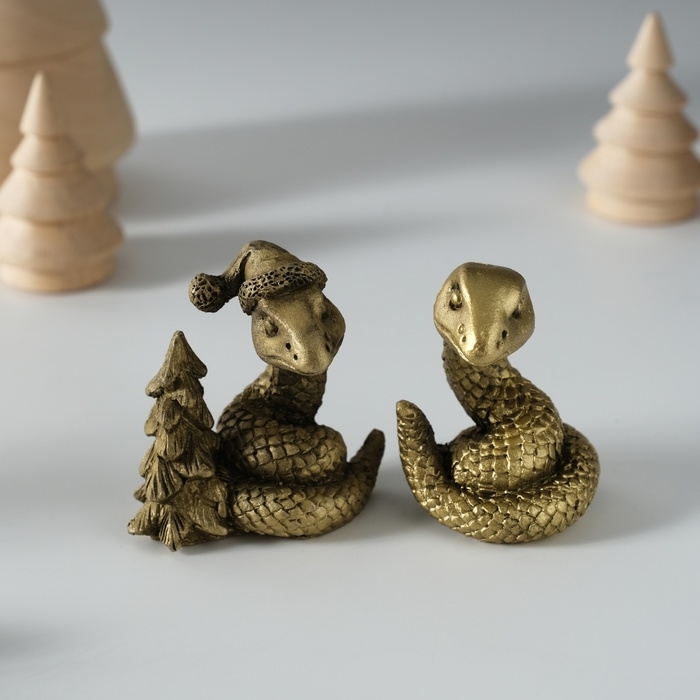 Сувенир полистоун Сувенир полистоун "Золотистая змейка" МИКС 3х3х5 см