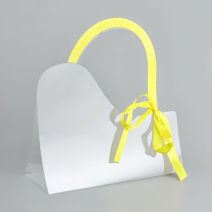 Переноска для цветов с лентой, 30х25х12 см, желтая Переноска для цветов с лентой, 30х25х12 см, желтая