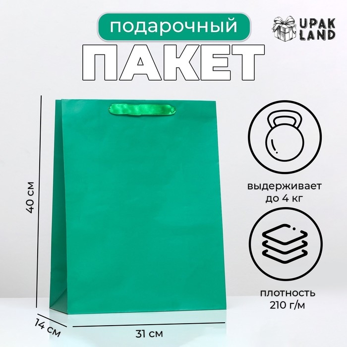 Пакет ламинированный «Зелёный», 31 х 40 х 14 см