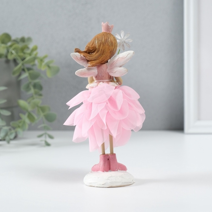 Сувенир полистоун  Сувенир полистоун "Девочка фея в розовом цветочном платье с палочкой" 9х9х17 см