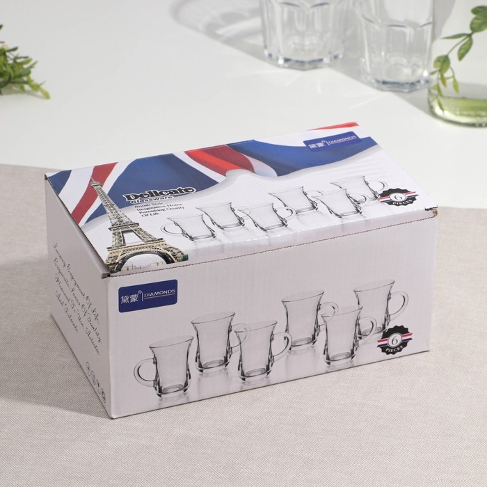 Набор стаканов, стеклянный, d=8 см, h=10 см, 260 мл, 6 шт Набор стаканов, стеклянный, d=8 см, h=10 см, 260 мл, 6 шт