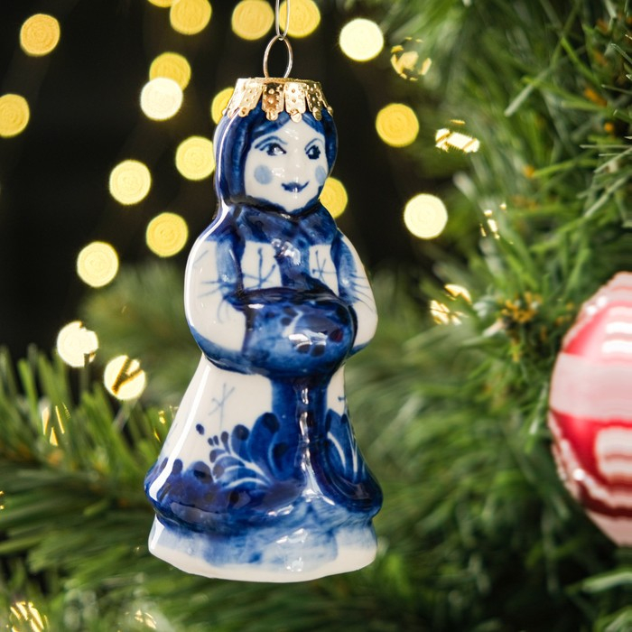 Сувенир на ёлку Сувенир на ёлку "Снегурочка", 9 см, гжель