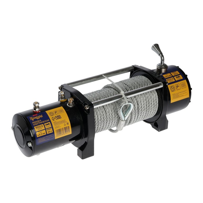 Лебедка электрическая ТУНДРА, 12/24V, 9500 lb (4.3 т), 5.5 л.с., до 9.8 м/мин, 8.3 мм х 28 м Лебедка электрическая ТУНДРА, 12/24V, 9500 lb (4.3 т), 5.5 л.с., до 9.8 м/мин, 8.3 мм х 28 м