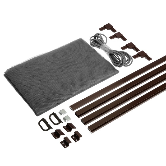 Москитная сетка на окна ТУНДРА для сам. сборки до 2 м, цвет коричневый Москитная сетка на окна ТУНДРА для сам. сборки до 2 м, цвет коричневый