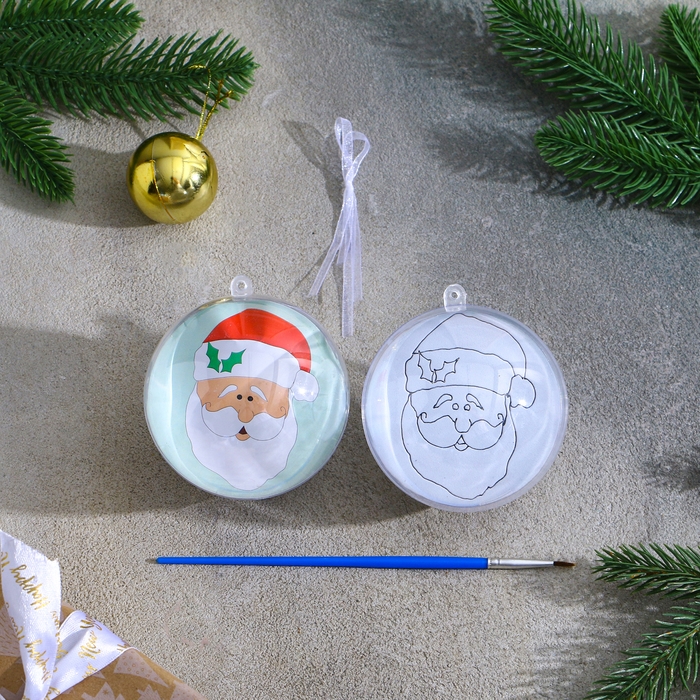 Ёлочное украшение под раскраску «Дед Мороз» размер: 8 см; 2 шт., кисть Ёлочное украшение под раскраску «Дед Мороз» размер: 8 см; 2 шт., кисть