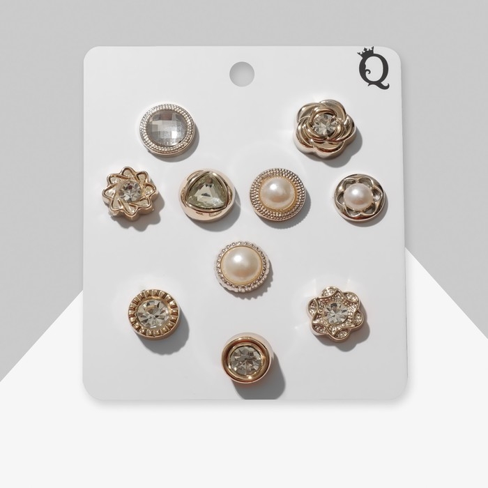 Набор значков (10 шт.) «Леди», цвет белый в золоте Набор значков (10 шт.) «Леди», цвет белый в золоте