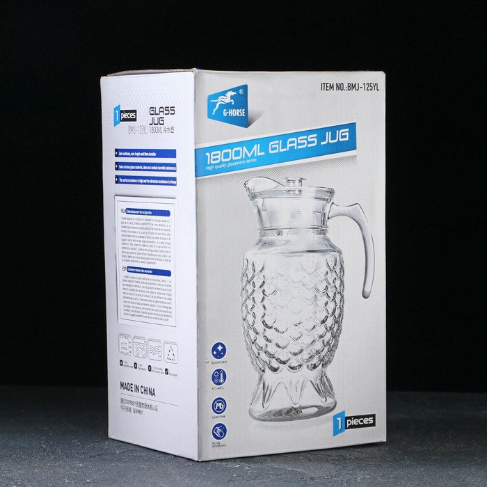 Кувшин для воды стеклянный «Облака», 1,6 л,12,5×25,5 см Кувшин для воды стеклянный «Облака», 1,6 л,12,5×25,5 см