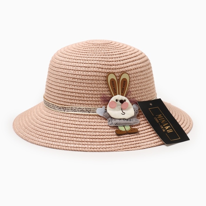 Шляпа для девочки MINAKU Шляпа для девочки MINAKU "Зайка", цвет розовый, р-р 52
