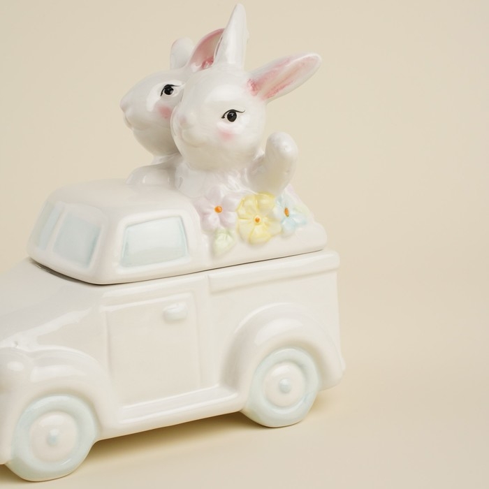 Конфетница керамическая SL Home «Лесные кролики», 17×10,5×17 см, цвет белый Конфетница керамическая SL Home «Лесные кролики», 17×10,5×17 см, цвет белый