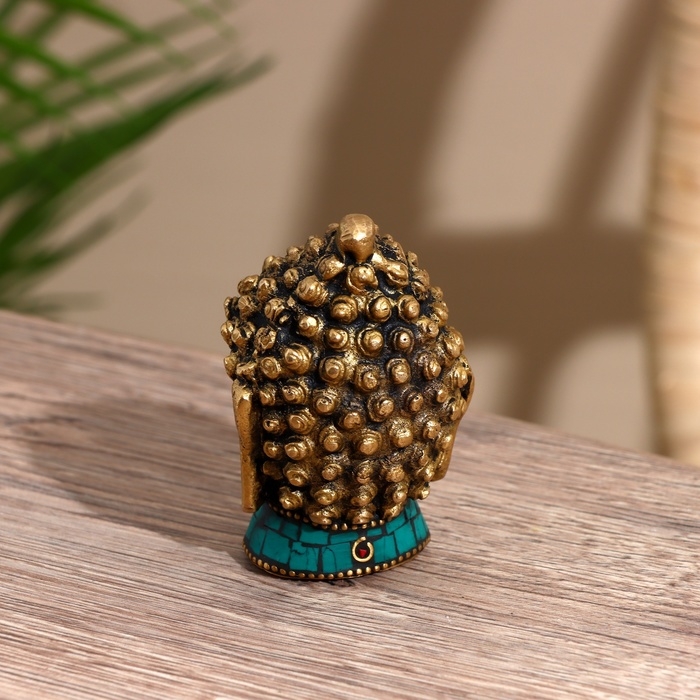 Сувенир Сувенир "Голова Будды" латунь, камень 8 см