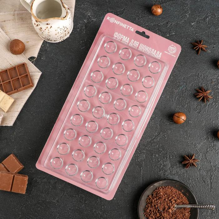 Форма для конфет и шоколада KONFINETTA «Полусфера», 28×14 см, 36 ячеек 2×1 см, цвет прозрачный