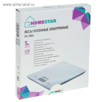 Весы кухонные HOMESTAR HS-3006, электронные, до 5 кг, серебристые