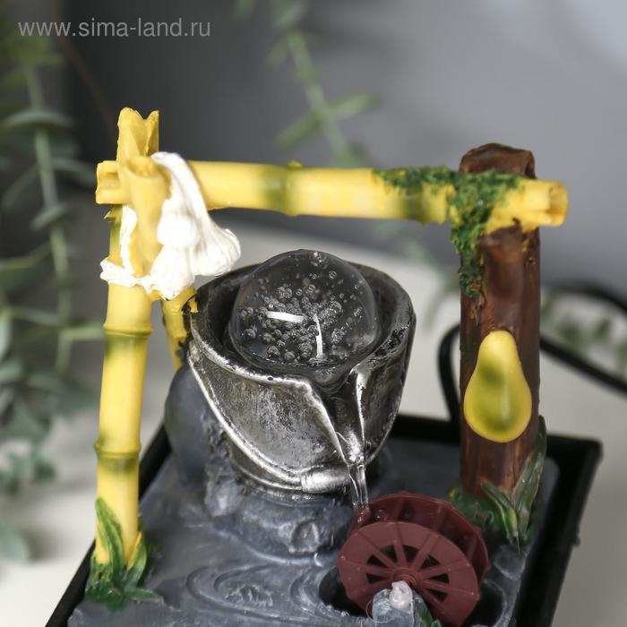 Фонтан настольный от сети Фонтан настольный от сети "Водяная мельница из бамбука" 18х12х12 см