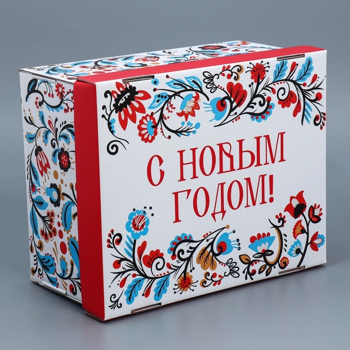 Коробка подарочная новогодняя складная «Народная», 31,2 х 25,6 х 16,1 см, Новый год Коробка подарочная новогодняя складная «Народная», 31,2 х 25,6 х 16,1 см, Новый год