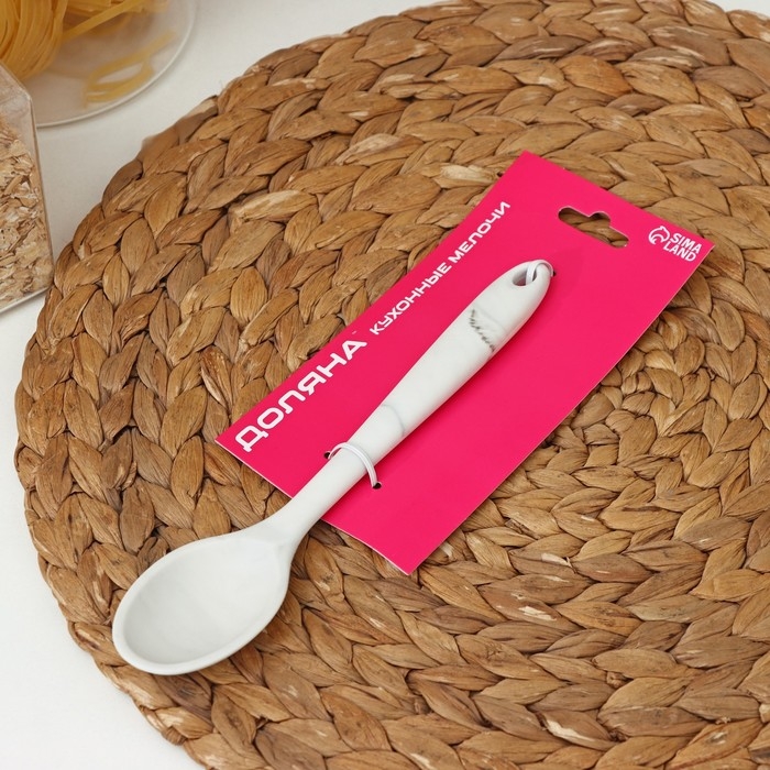 Ложка гарнирная Доляна «Мрамор», силикон, 20,5×4,3 см, цвет белый Ложка гарнирная Доляна «Мрамор», силикон, 20,5×4,3 см, цвет белый