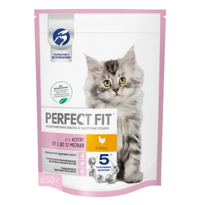 Сухой корм Perfect Fit для котят, курица, 650 г Сухой корм Perfect Fit для котят, курица, 650 г