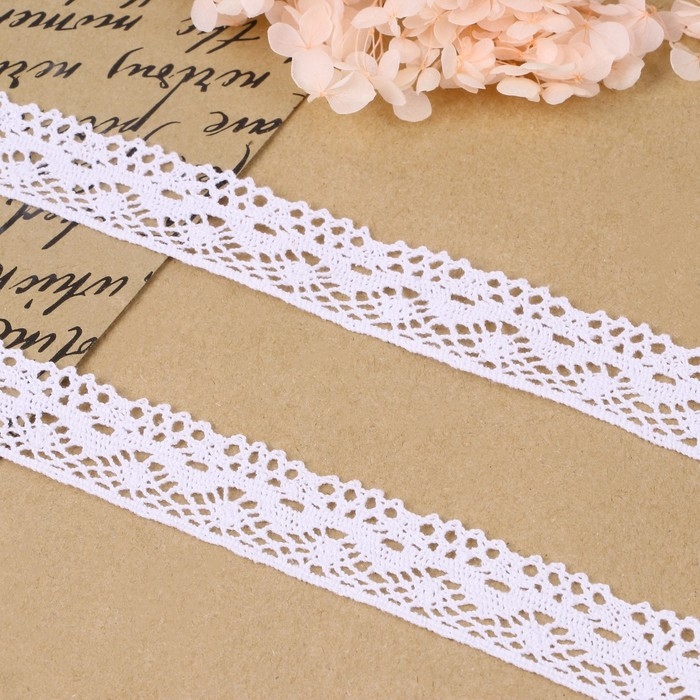 Кружево вязаное, 28 мм × 10 ± 1 м, цвет белый Кружево вязаное, 28 мм × 10 ± 1 м, цвет белый