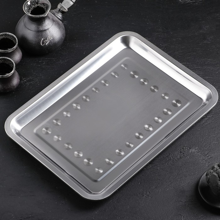 Поднос из нержавеющей стали, 39,5×29,5 см, толщина 1 мм, цвет серебряный Поднос из нержавеющей стали, 39,5×29,5 см, толщина 1 мм, цвет серебряный