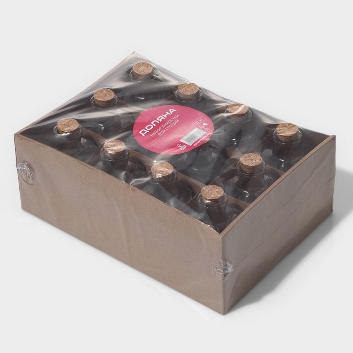 Набор баночек стеклянных для специй с пробковой крышкой Доляна «Парфе», 130 мл, 11,5×5,5 см, 12 шт Набор баночек стеклянных для специй с пробковой крышкой Доляна «Парфе», 130 мл, 11,5×5,5 см, 12 шт