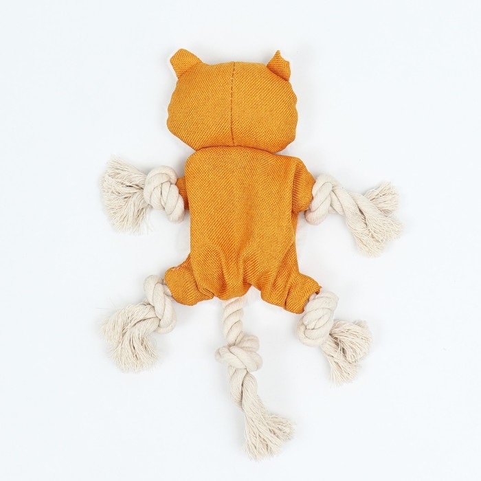 Игрушка текстильная с канатом  Игрушка текстильная с канатом "Котэ" с пищалкой, шуршащая, 26 х 28 см