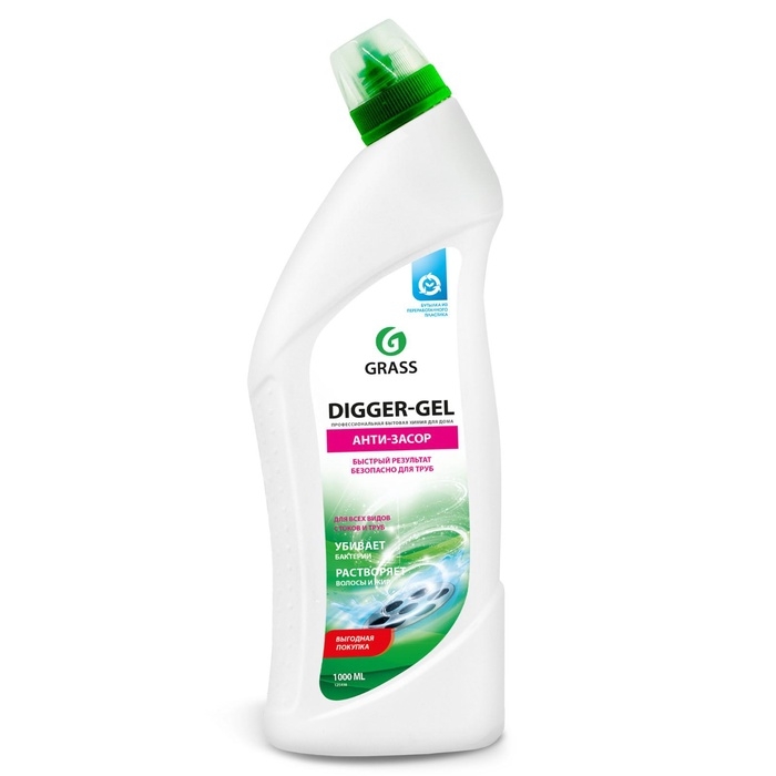 Средство для прочистки канализационных труб «DIGGER-GEL», флакон, 1 л Средство для прочистки канализационных труб «DIGGER-GEL», флакон, 1 л