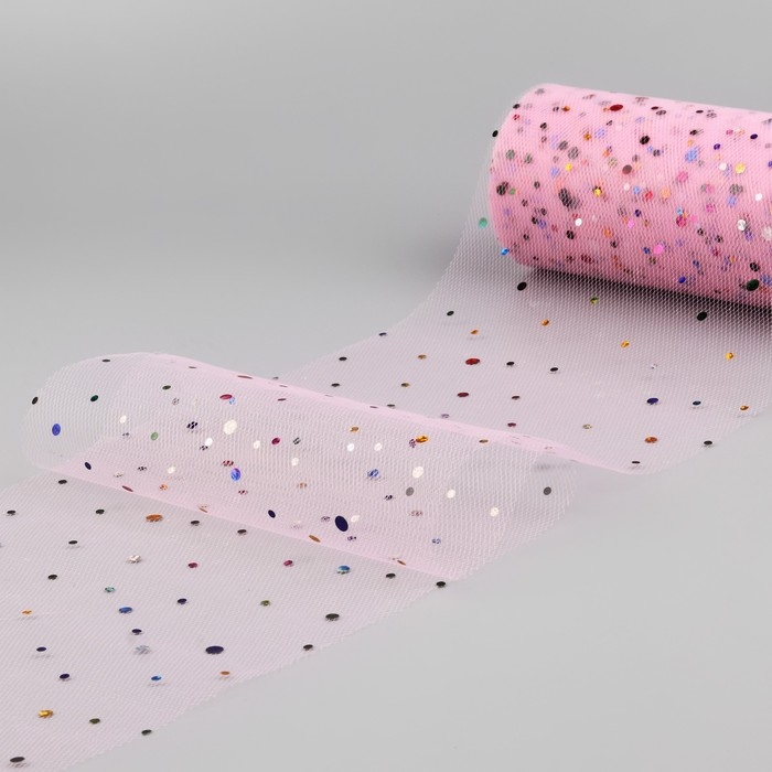 Фатин с разноцветными блёстками, 15 см, 11 ± 1 г/кв.м, 23 ± 1 м, цвет розовый №8 Фатин с разноцветными блёстками, 15 см, 11 ± 1 г/кв.м, 23 ± 1 м, цвет розовый №8