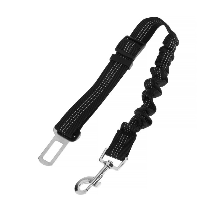 Автомобильный поводок с креплением в замок безопасности. 50-75 см, черный Автомобильный поводок с креплением в замок безопасности. 50-75 см, черный