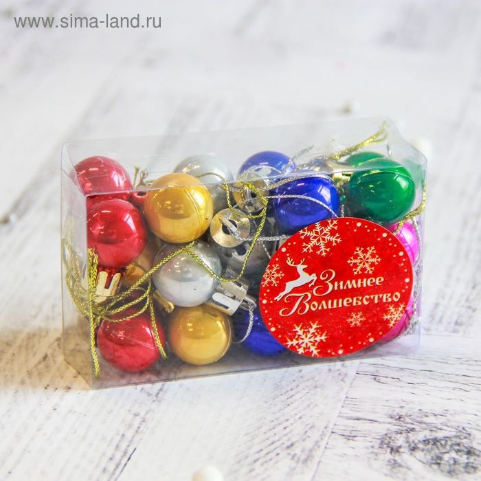 Набор шаров пластик d-1,7 см, 24 шт Набор шаров пластик d-1,7 см, 24 шт "Глянец" микс