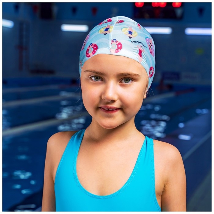 Шапочка для плавания детская ONLYTOP CAKE, тканевая, обхват 46-50 см Шапочка для плавания детская ONLYTOP CAKE, тканевая, обхват 46-50 см