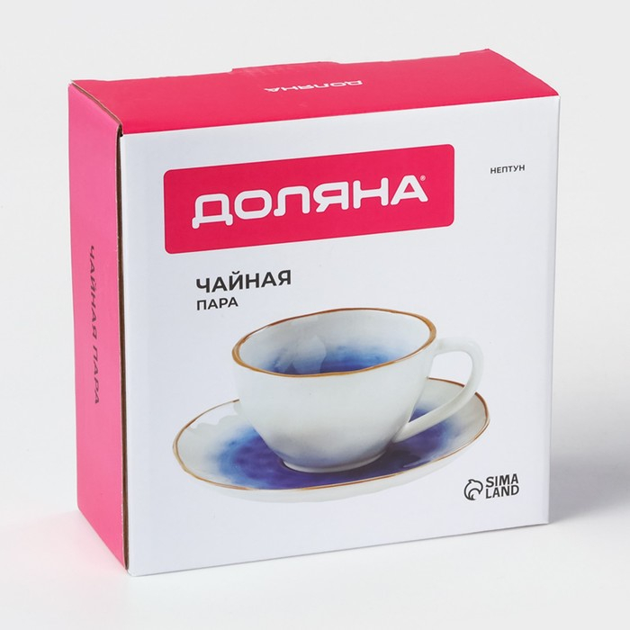 Чайная пара фарфоровая Доляна «Космос», 2 предмета: чашка 250 мл, блюдце d=16 см, цвет синий Чайная пара фарфоровая Доляна «Космос», 2 предмета: чашка 250 мл, блюдце d=16 см, цвет синий