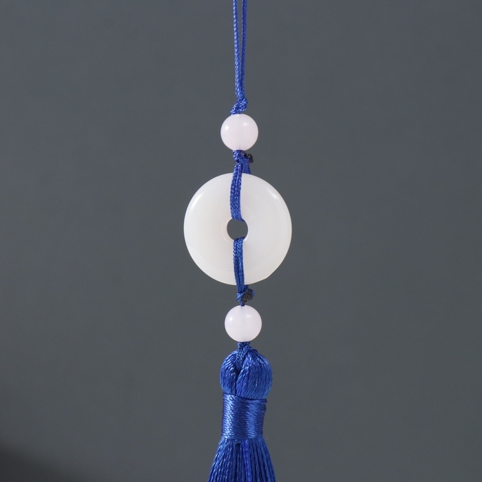 Подвеска текстиль, пластик  Подвеска текстиль, пластик "Нефритовый кулон" синяя 1х2,5х12,5 см