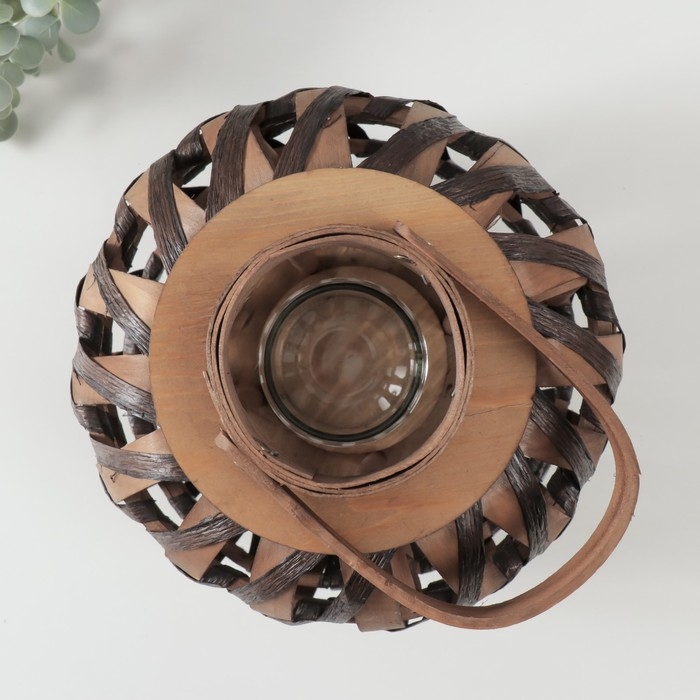 Подсвечник дерево на 1 свечу Подсвечник дерево на 1 свечу "Плетение" бежево-коричневый 10х24х24 см