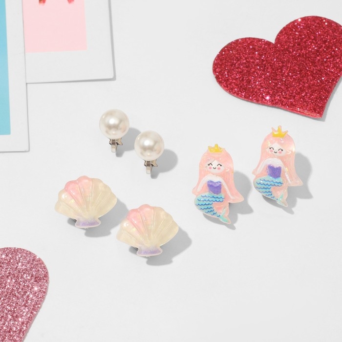 Набор клипс детских (3 пары) «Выбражулька» морская коллекция, цветной Набор клипс детских (3 пары) «Выбражулька» морская коллекция, цветной