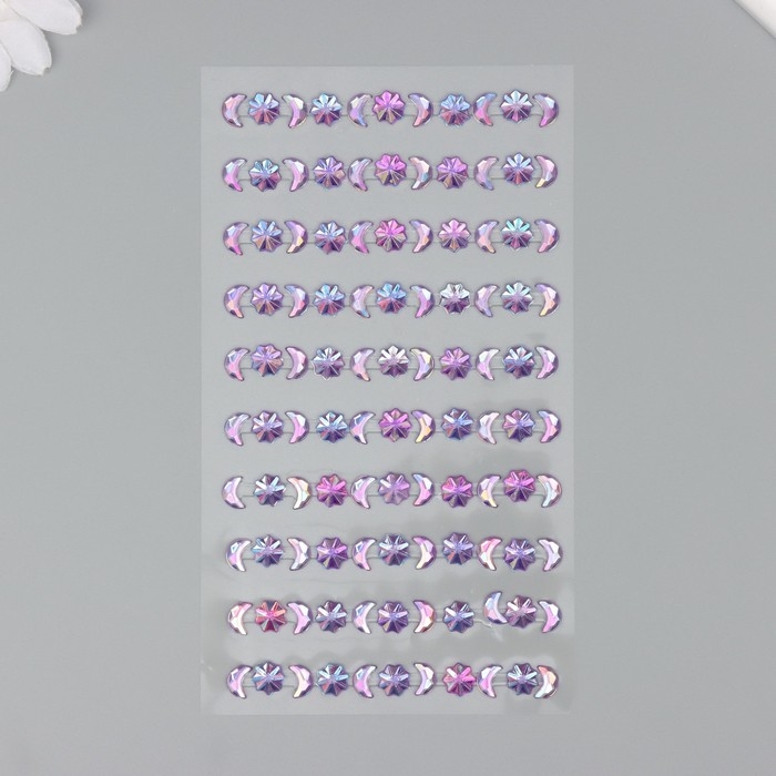 Наклейка пластик стразы Наклейка пластик стразы "Полумесяцы и звезды" МИКС 10х23 см