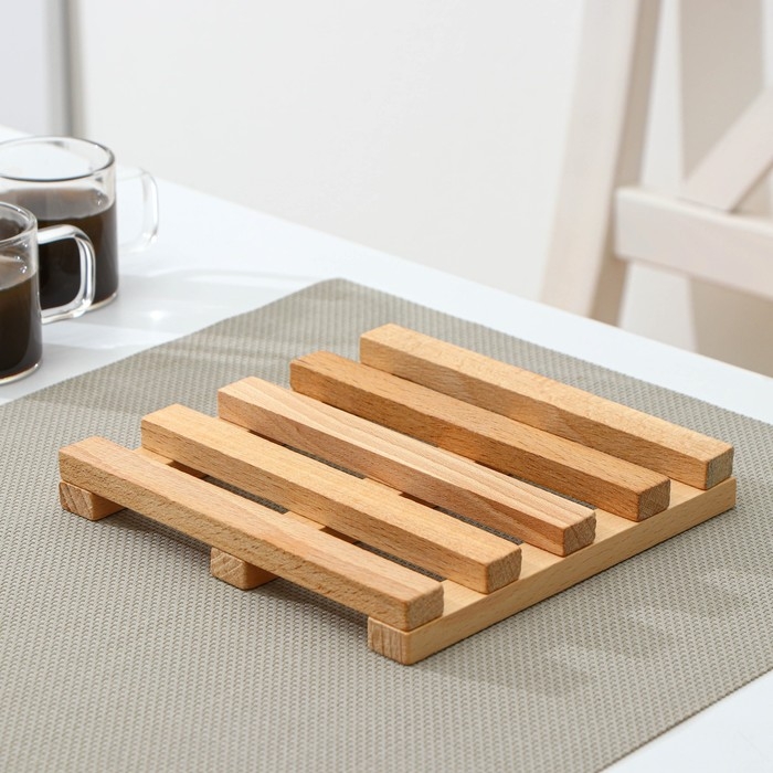 Подставка под горячее Доляна, решётка, 15×15×2 см, массив бук Подставка под горячее Доляна, решётка, 15×15×2 см, массив бук