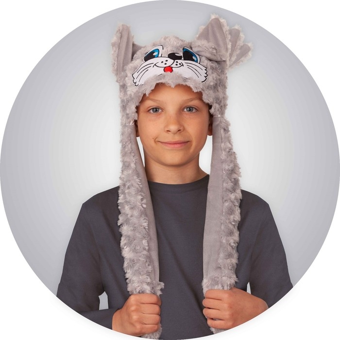 Шапка  Шапка "Котик" с двигающимися ушками, р.52-54 см