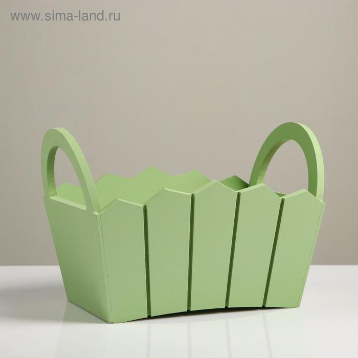 Кашпо деревянное 25,5×16,5×17,5 см  Кашпо деревянное 25,5×16,5×17,5 см "Мария", ручки боковые, МДФ, оливка
