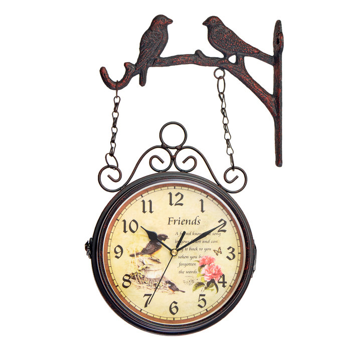 Часы настенные двусторонние, на подвесе  Часы настенные двусторонние, на подвесе "Птички", бесшумные, циферблат d-17 см, 24 х 40 см