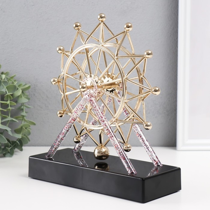 Маятник пластик Маятник пластик "Колесо обозрения" от батареек, золото 21,8х8,8х25,5 см