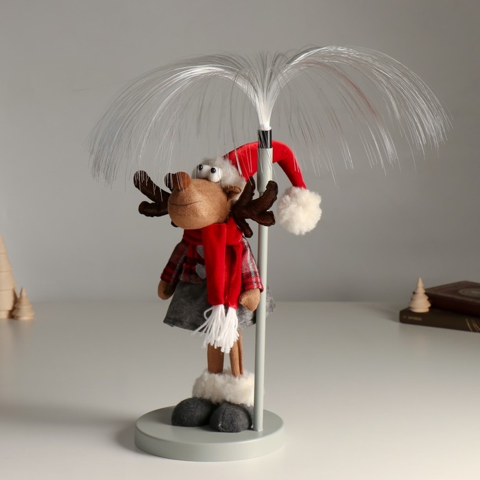 Кукла интерьерная свет Кукла интерьерная свет "Лосик девочка в клетчатой кофте, серой юбке, у фонаря" 17х17х43,5 см 94880