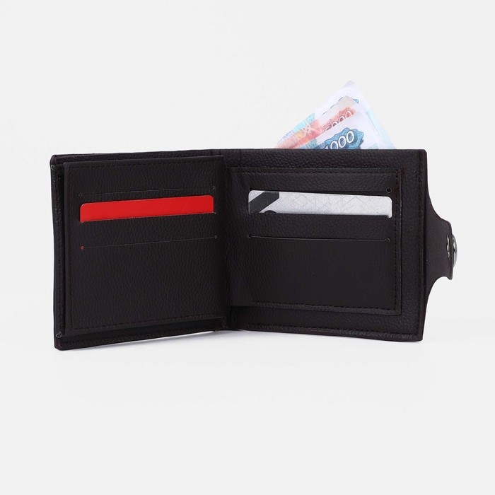 Портмоне мужское на магните, отдел для купюр, для карт, для монет, цвет тёмно-коричневый Портмоне мужское на магните, отдел для купюр, для карт, для монет, цвет тёмно-коричневый