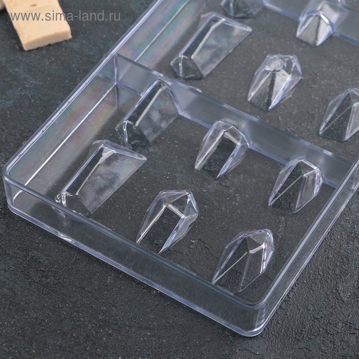 Форма для шоколада и конфет KONFINETTA «Драгоценные камни», 33×16,2 см, 16 ячеек, 2,5×3/4,5 см, цвет прозрачный Форма для шоколада и конфет KONFINETTA «Драгоценные камни», 33×16,2 см, 16 ячеек, 2,5×3/4,5 см, цвет прозрачный